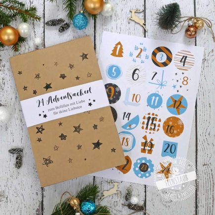 Adventkalender selbst gestalten - Papiertüten und Sticker