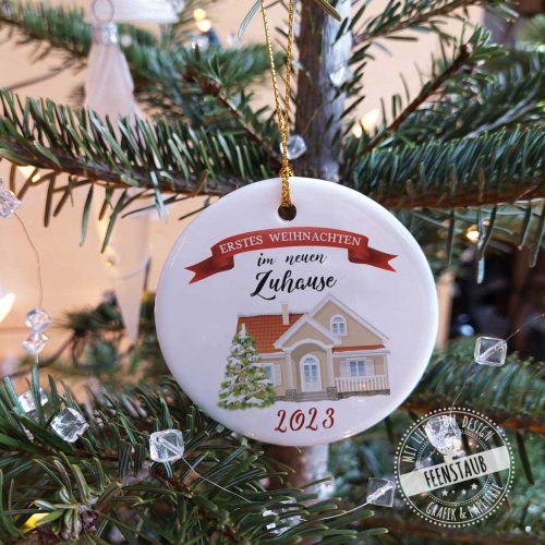 Keramikanhänger zum personalisieren, Weihnachtsanhänger erstes Weihnachten im eigenen zuhause
