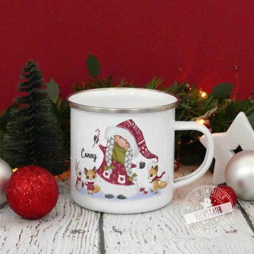 Emaille Tasse personalisiert, Geschenk zum Nikolaus