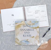 Hochzeitsgästebuch mir Fragen, vorgedruckt zum Ausfüllen