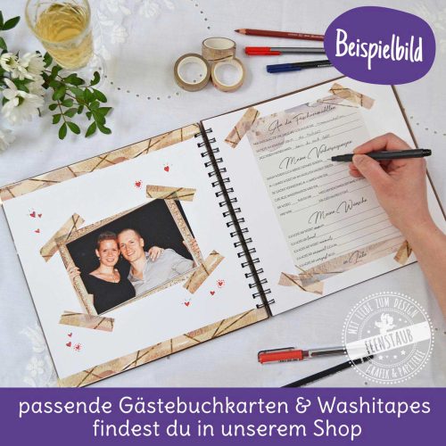Personalisiertes Gästebuch Hochzeit, zum Einschreiben und Einkleben von Fotos