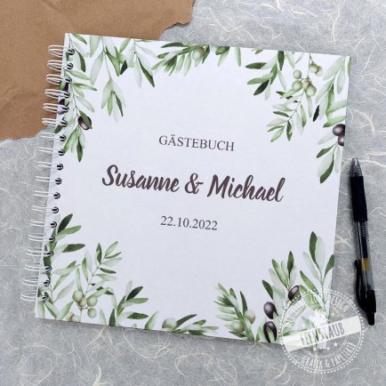 Gästebuch für die Hochzeit mit personalisierbarem Cover
