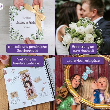 Personalisiertes Gästebuch für Hochzeit, Fotoalbum mit Spiralbindung