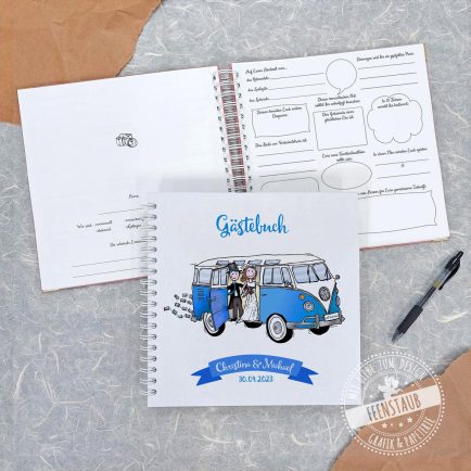 Hochzeitsbuch personalisiert, Gästebuch mit Fragen zum Ausfüllen