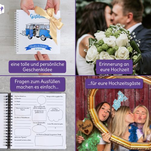 Gästebücher für Hochzeiten mit Fragen zum ausfüllen für die Hochzeitsgäste, bulli