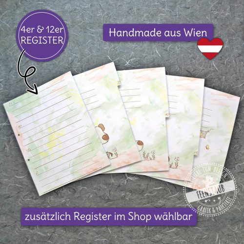 registerblätter, 4er 12er register hunde