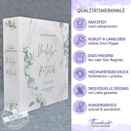 Individueller Hochzeitsordner zum personalisieren, Eukalyptus Design