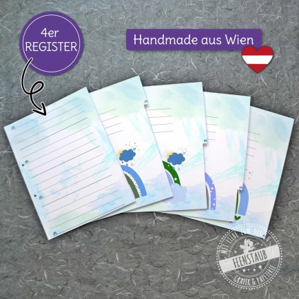 Trennblätter, Register für Schulordner Kindergartenportfolio blau rosa, Regenbogen