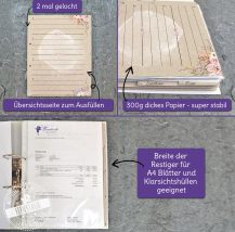 registerblätter boho, einlegeblätter gelocht, einseitig bedruckt