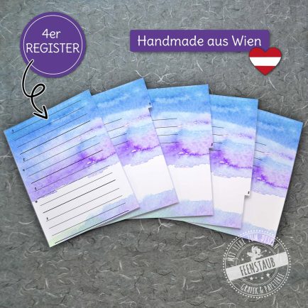 registerblätter bunt, einseitig bedruckt, handmade