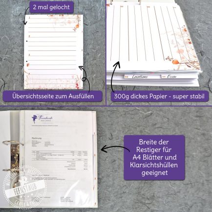 register Feldblumen Motiv, Trennblätter Hochzeitsordner