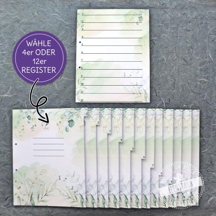 Register, Hochzeitsregister für Mappen, Ordnerregister a4 extra breit