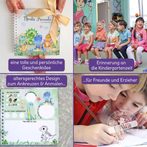 Freundebuch für Kinder mit Dinos, Eintragebuch
