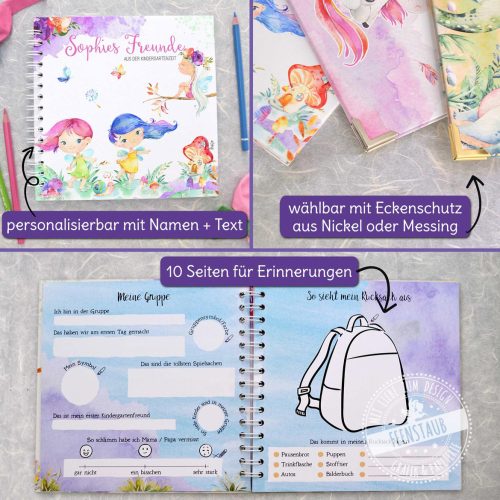 Freundebuch, Erinnerungsbuch Kindergarten, Feen Motiv