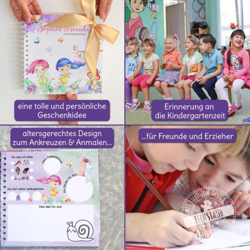 Freundebuch Kindergarten, personalisiertes Freundschaftsbuch Feen