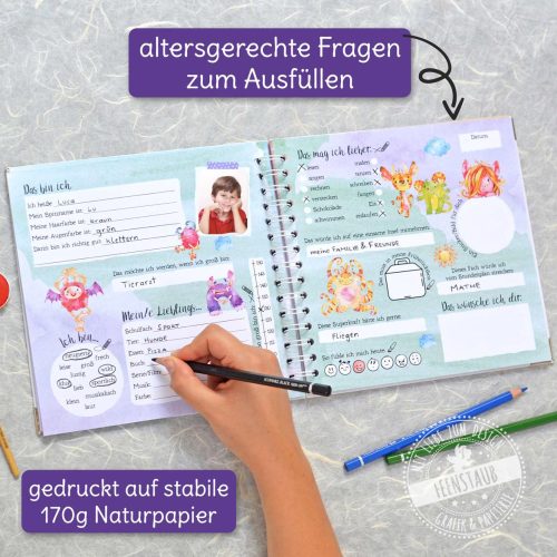 Freundebuch Grundschule, Einschulung Geschenk, personalisiert