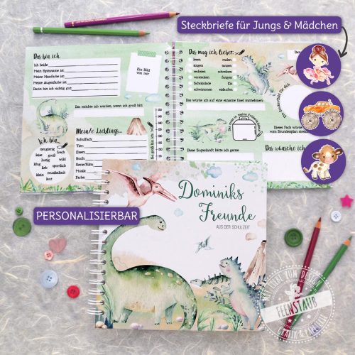 Freundebuch Dino, Erinnerungsbuch Dinosaurier