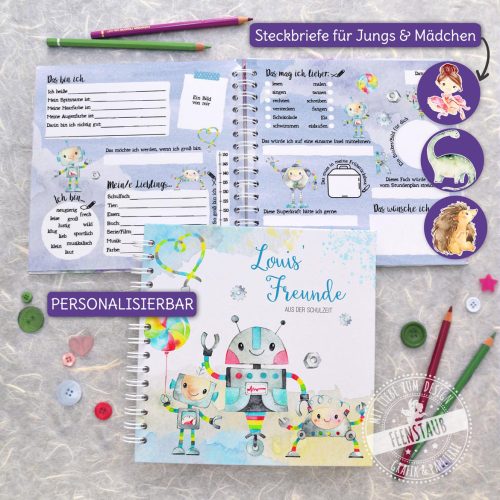 Freunde Buch, Grundschule, personalisiertes Einschulungsgeschenk