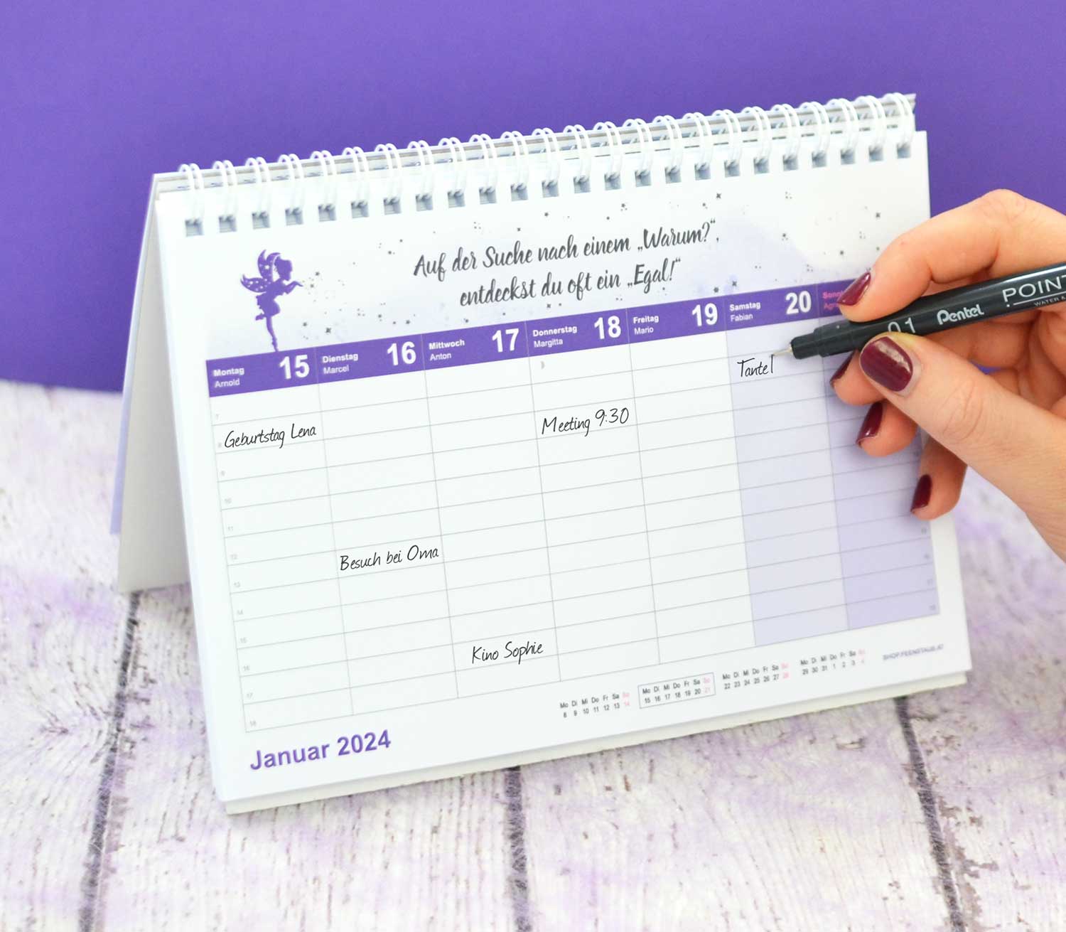 Tischkalender mit Feiertagen und sprüchen, Schreibtischkalender