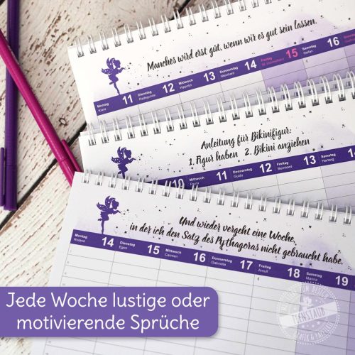 Kalender mit Sprüchen, Jahresplaner, Wochenübersicht