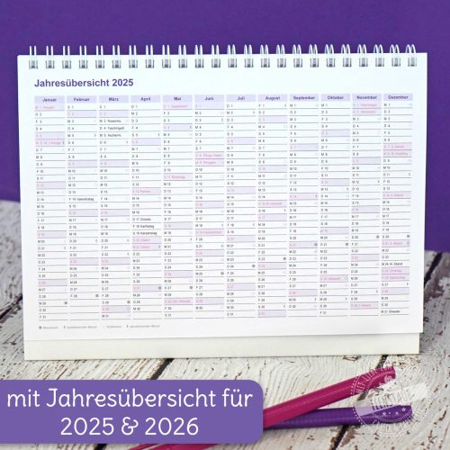 Kalender für 2025 zum Hinstellen, Stehkalender mit Wochenübersicht