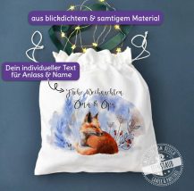 Personalisiertes Stoffsackerl, Nikolo Weihnachten, Fuchs Motiv