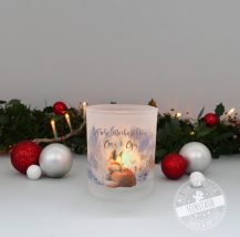 Teelicht Glas Weihnachten Wintermotiv, Winterdeko