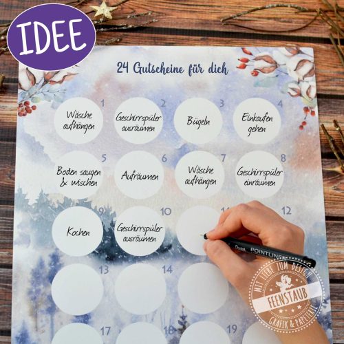 weihnachtskalender zum Rubbeln, personalisierter Adventkalender für Paare