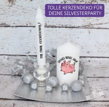 Kerze Silvester, Kerzenaufkleber, Glücksbringer