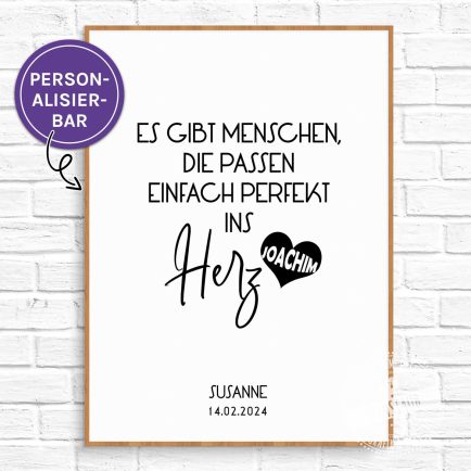 Print Herz personalisiert mit Namen, Geschenk Jahrestag Hochzeitstag