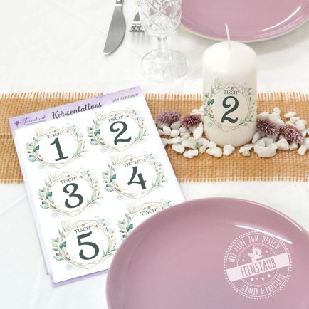 Kerzentattoos Tischnummern Hochzeit