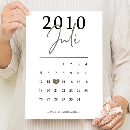 Kalenderblatt Print, Personalisiert für Paare