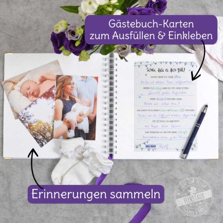 Gästebuch Taufe, Fischsymbol, personalisierbares blanko Erinnerungsbuch