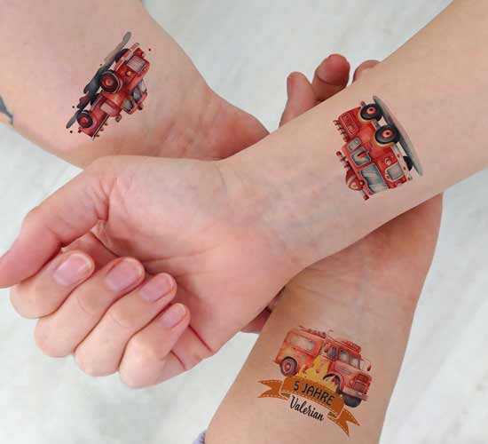 Kindergeburtstag, Kindertattoos Feuerwehr Tattoos