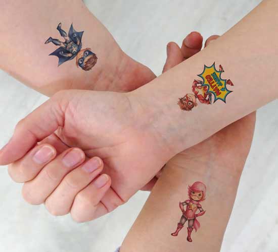 Partytattoos, Kinder Tattoos Superhelden