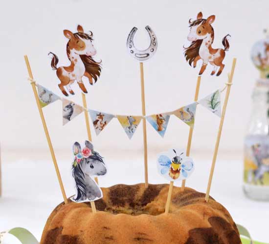 Cake Topper Kindergeburtstag, Party für Kinder, Geburtstagsfeier pferdegeburtstag