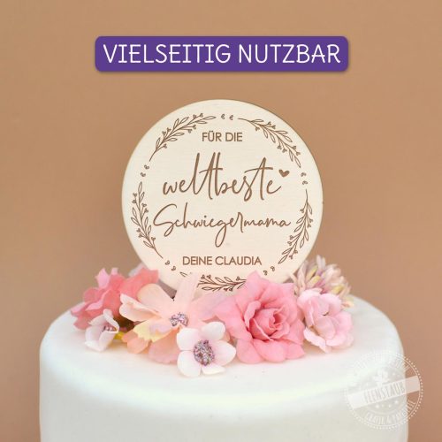 Gravierter Stecker, Blumenstecker Cake Topper Schwiegermama