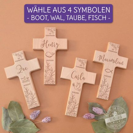 Buchenholz Kreuz, personalisiertes Kreuz mit Namen