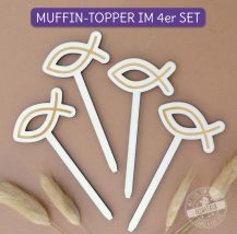 Muffin Topper Fischsymbol aus Holz