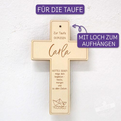Personalisiertes Kinderkreuz, Holzkreuz mit Spruch Taufe Geschenk
