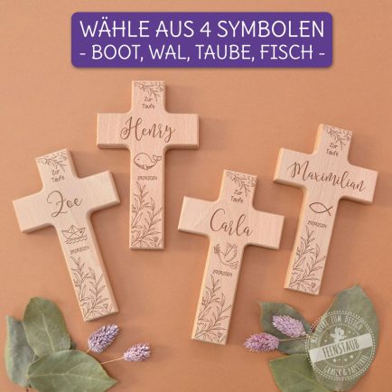 Taufe Geschenk Kreuz für Kinder, graviertes Holzkreuz