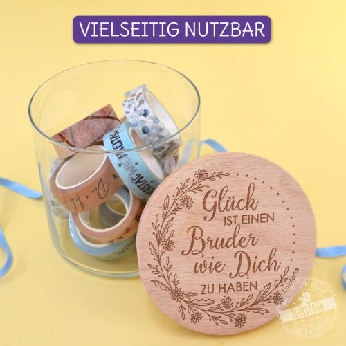 Glas mit graviertem Deckel, Glas Geschenk Bruder, Schwerter, Freundin