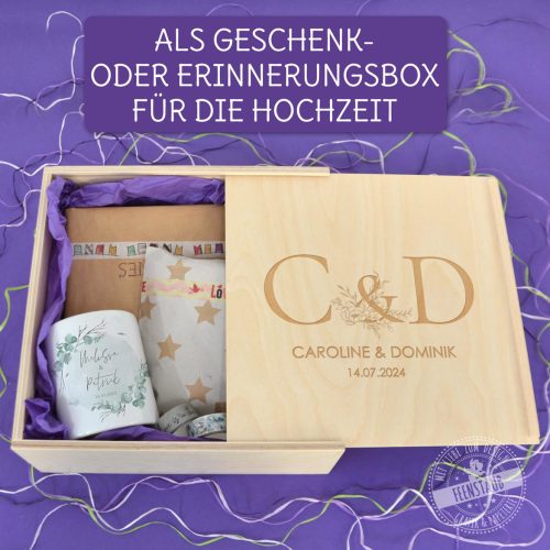 Personalisierte Kiste mit Deckel, Gravierte Holzbox Monogramm