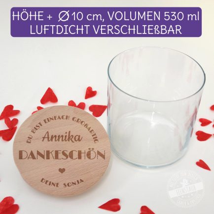 Glas mit Deckel, Vorratsglas Dankeschön