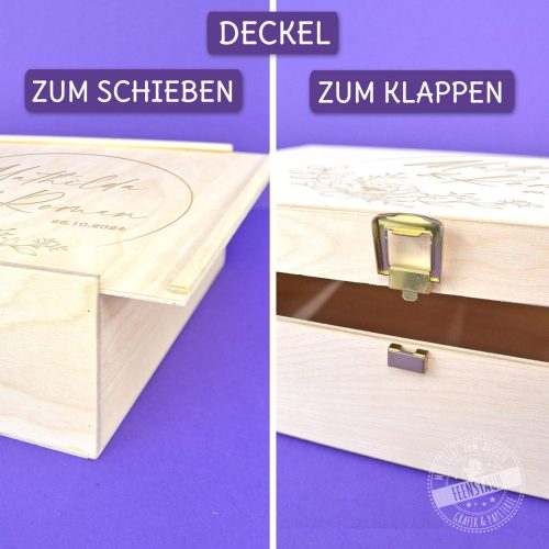 Kiste mit Deckel, Gravierte Hochzeitsbox