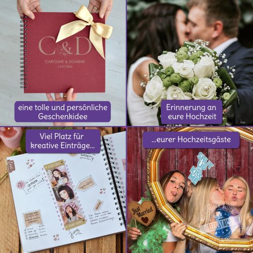 Gästebuch für Hochzeit, graviertes Gästebuch mit Monogrammen