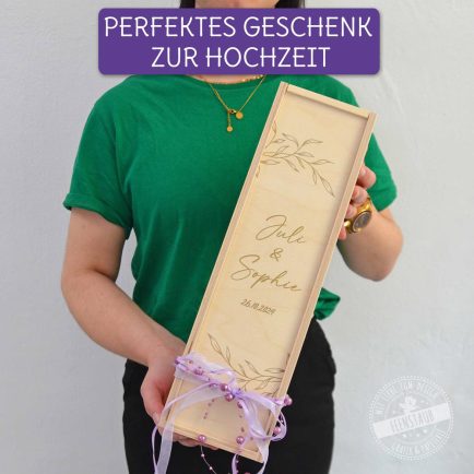 Geschenk zur Hochzeit Wein Box graviert