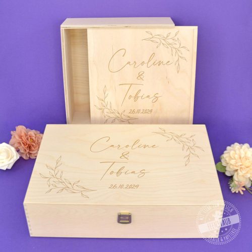 Box Hochzeit aus Holz, Geschenkbox mit Ranken