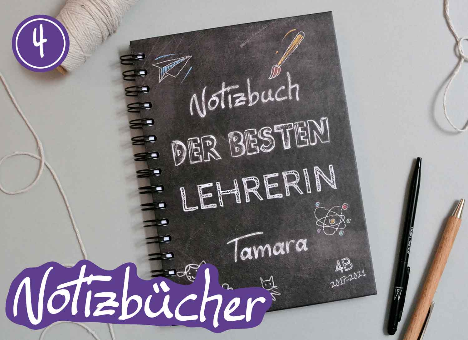 Notizbuch, personalisiertes Notizbuch A5, Lehrer Notizbuch