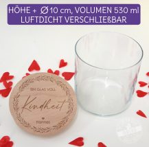 Glas mit graviertem Deckel, personalisiert mit Namen, Glas voll